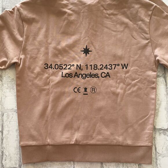 Homme Femme Pink Skeleton Hoodie Dusty Rose Full Zip Streetwear Graphic Zip Sz S - Picture 2 of 5